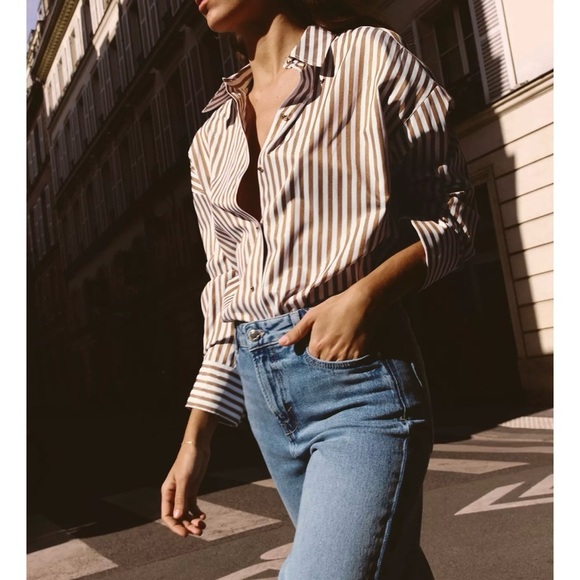 Zara STRIPED SHIRT WITH METALLIC THREAD - Picture 2 of 5
